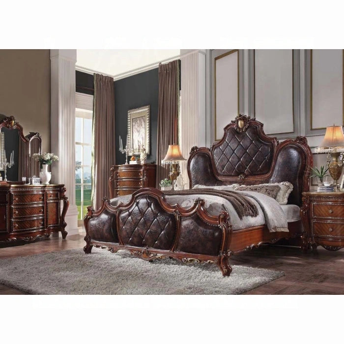 Picardy PU & Cherry Oak Eastern King Bed