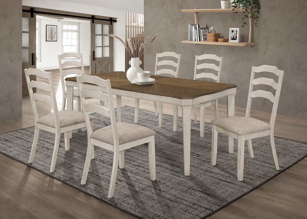 Ronnie Starburst Dining Table Set Khaki and Rustic Cream