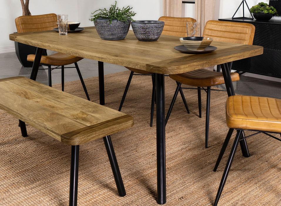 Maverick Rectangular Tapered Legs Dining Table Natural Mango and Black image