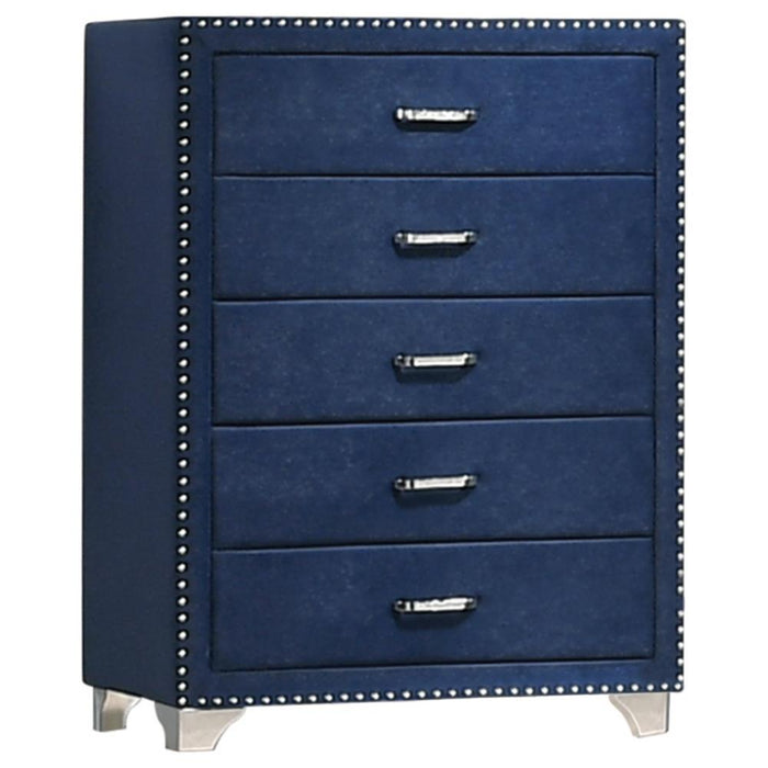 Melody 5-drawer Upholstered Chest Pacific Blue image