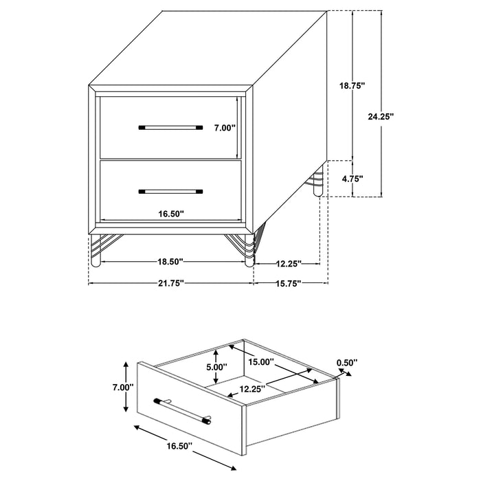 Lucia 5 Pc Bedroom Set (Queen Bed, Nightstand, Dresser, Mirror and Chest)