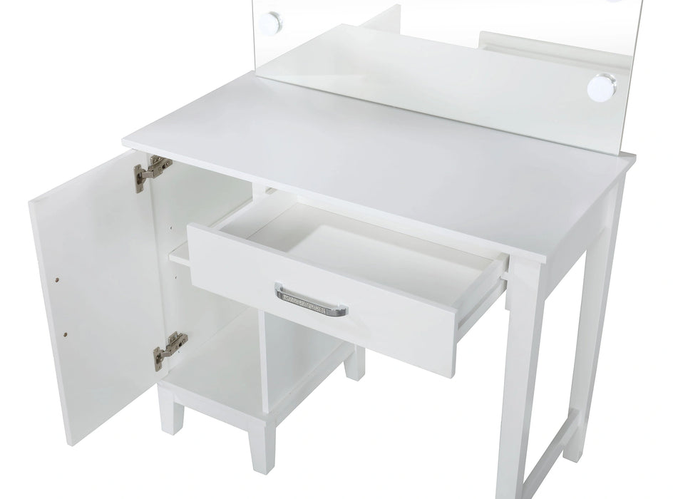 Elijah Makeup Vanity Table with LED Mirror and Stool Set