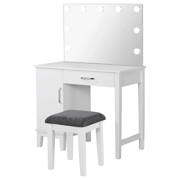 Elijah Makeup Vanity Table with LED Mirror and Stool Set