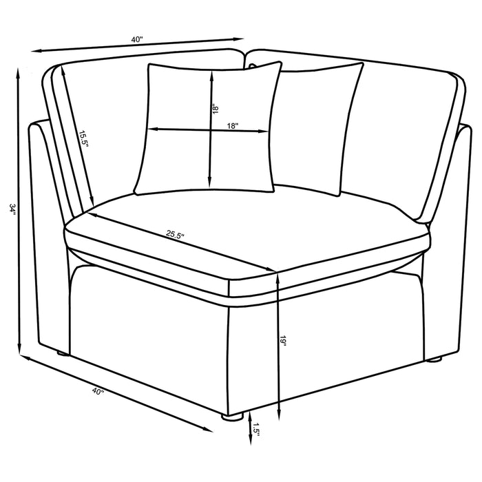 Hobson 5 Pc Sectionals (2 Armless Chair, 1 Corner, Left-Arm-Facing Piece and Right-Arm-Facing Piece)