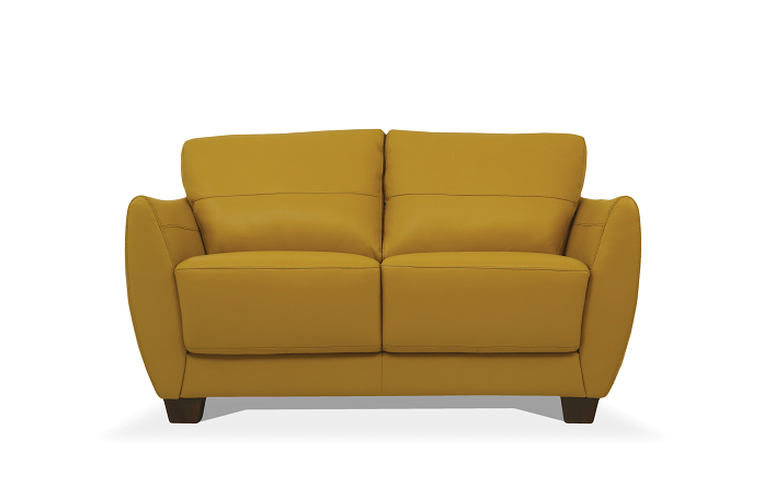 Valeria Mustard Leather Loveseat image