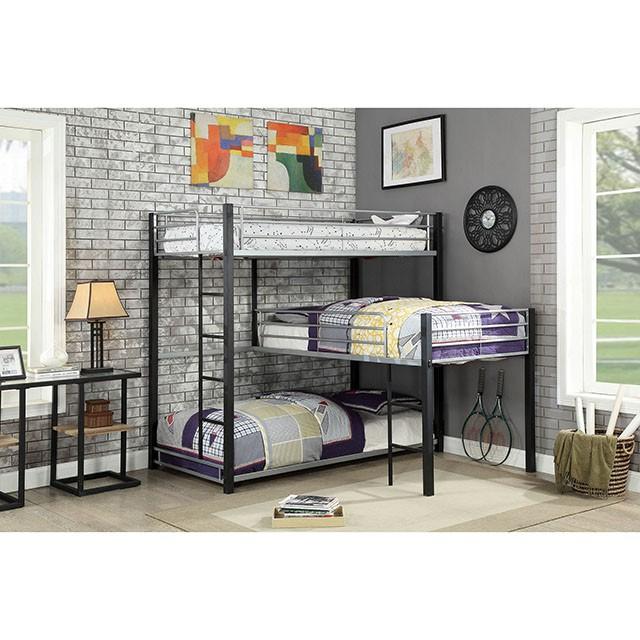 Aubrey Sand Black Twin Triple Decker Bed