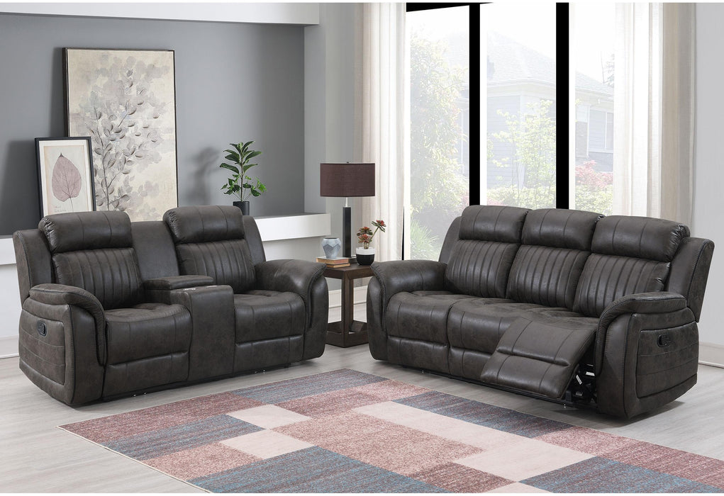 U8517 GREY RECLINING SOFA/CONSOLE RECLINING LOVESEAT