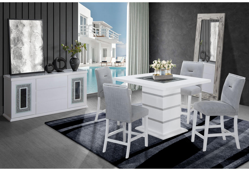 MONACO WHITE BAR TABLE + MONACO BS-N - Bobby Furniture (Gaithersburg, MD)