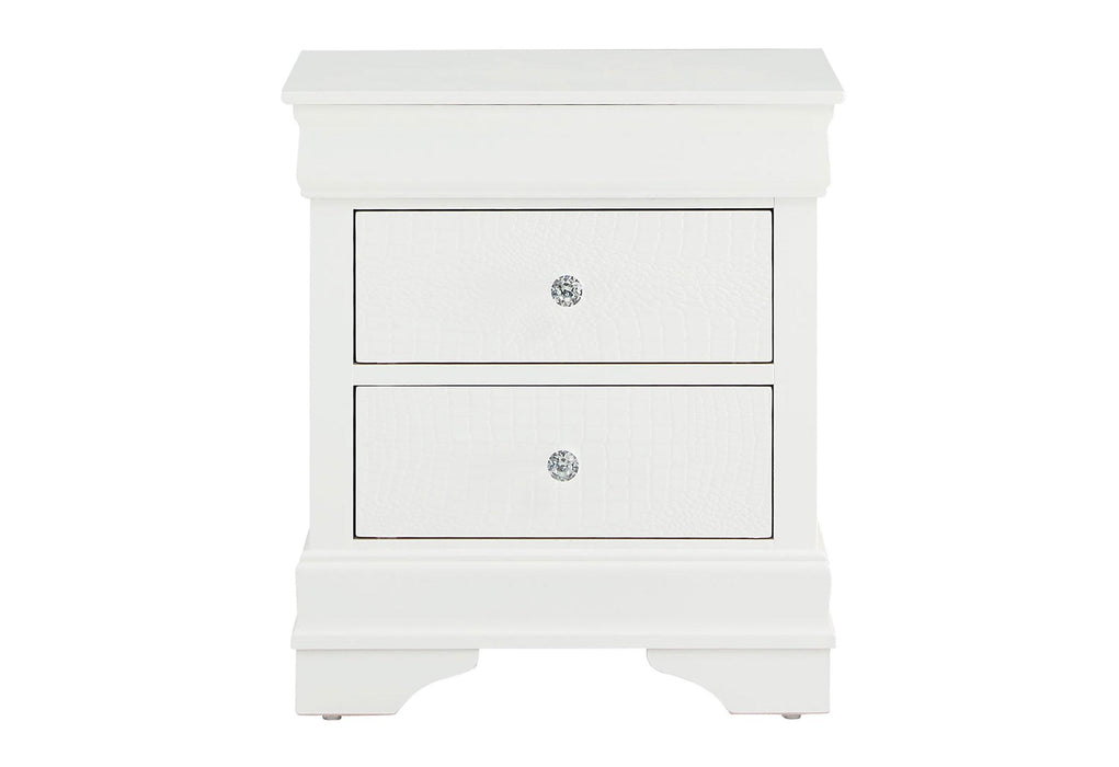 POMPEI METALLIC WHITE NIGHTSTAND