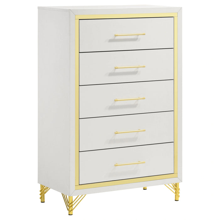Lucia 5 Pc Bedroom Set (Queen Bed, Nightstand, Dresser, Mirror and Chest)