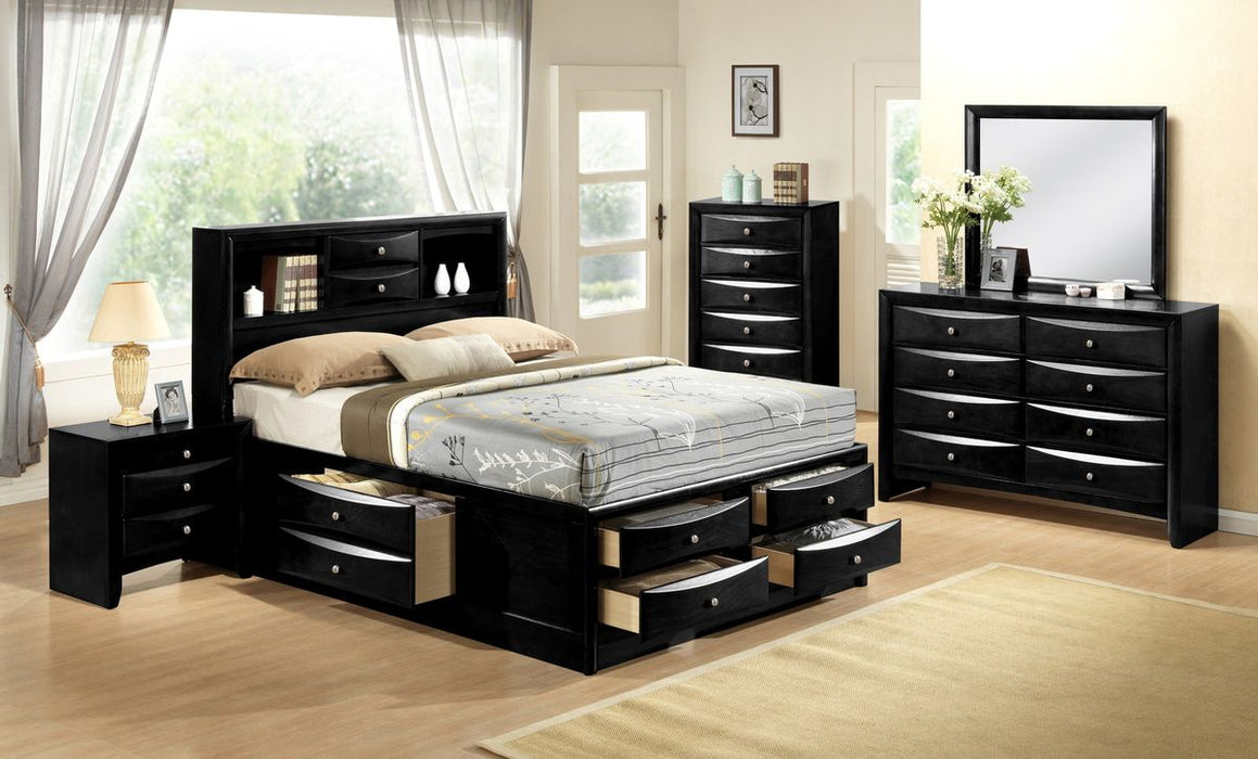 Crown Mark Furniture Emily Captain's Queen Bed in Black