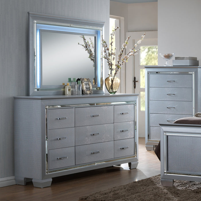 Crown Mark Furniture Lillian Dresser in Silver