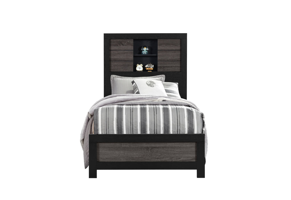 LISBON GREY/BLACK BOOKCASE TWIN BED