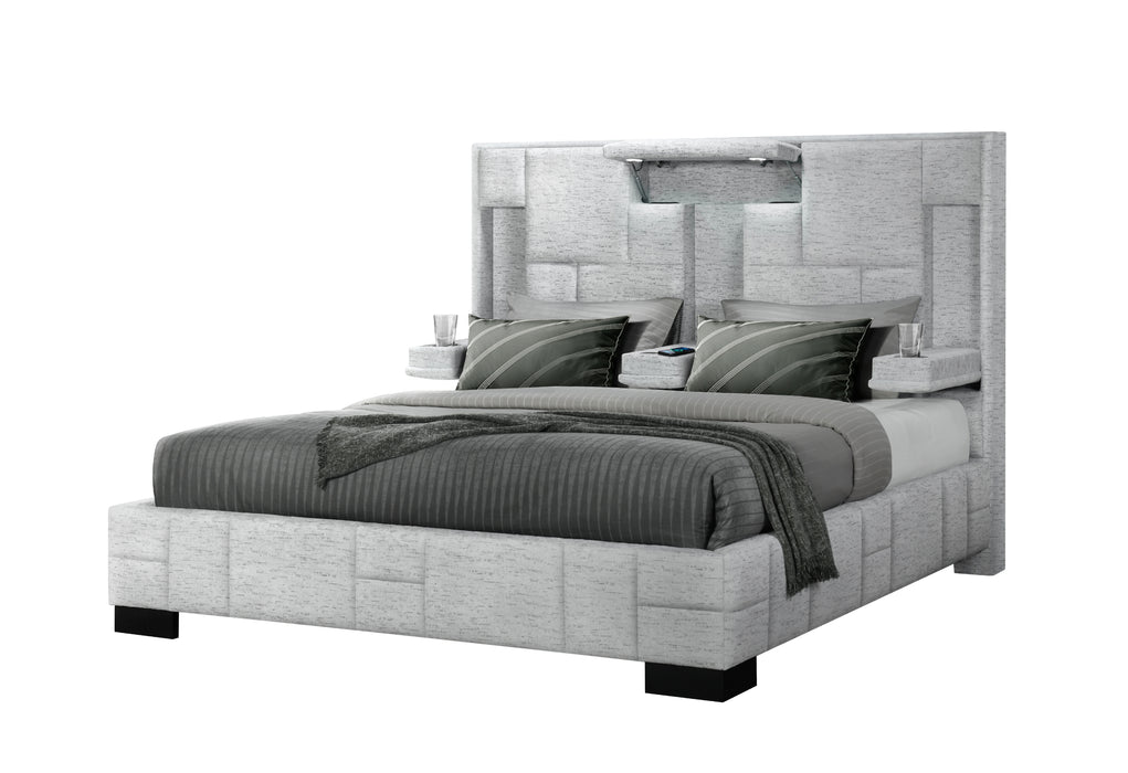 OSCAR GREY KING BED NO WOOD TRIM