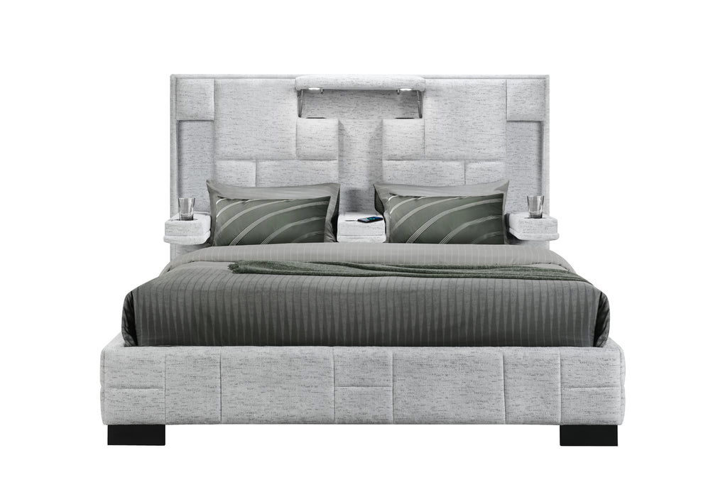OSCAR GREY QUEEN BED NO WOOD TRIM
