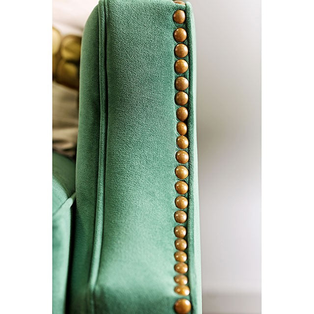 VERDANTE Emerald Green/Gold Love Seat